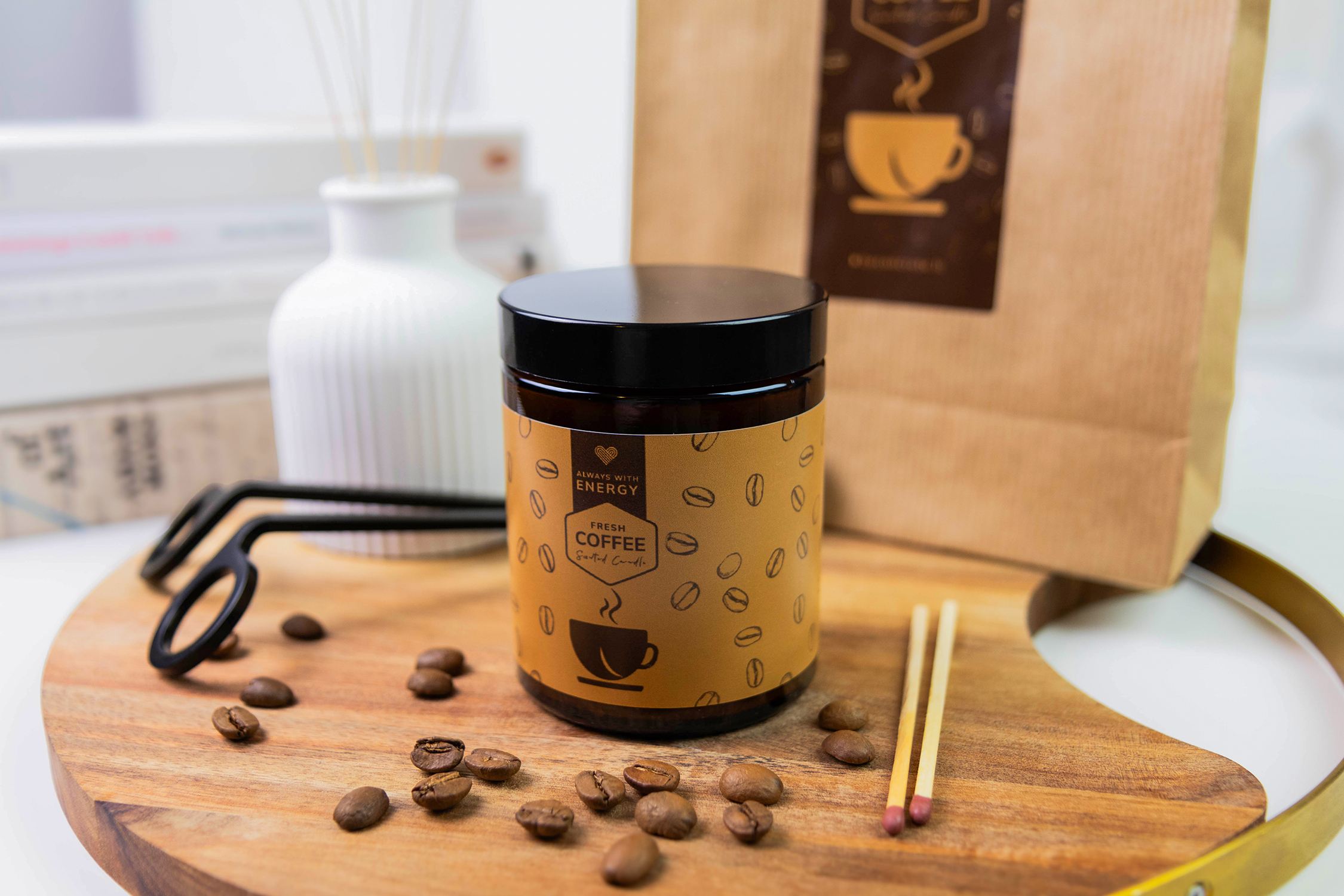 Coffee Scented Soy Wax Candle - Image 11