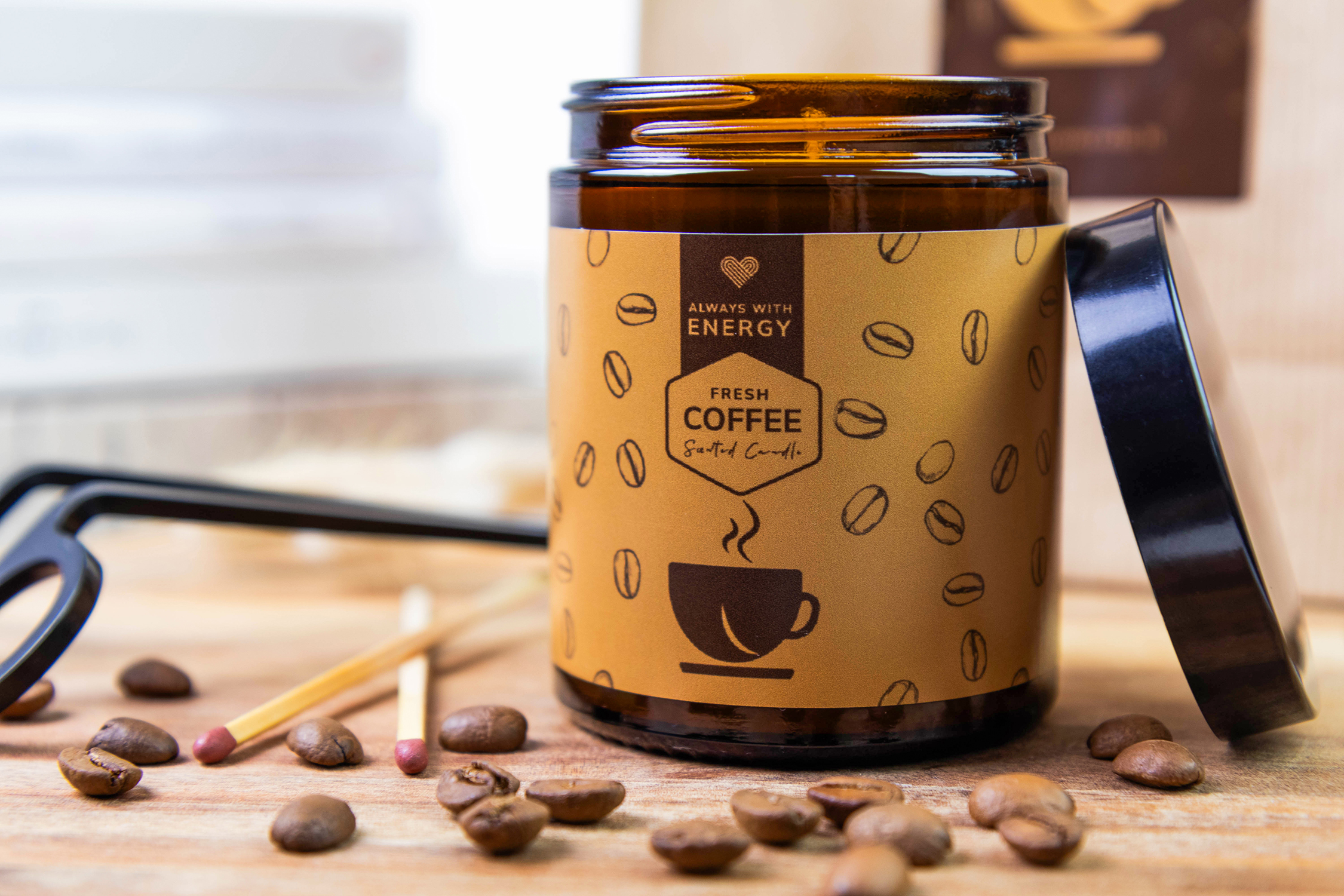 Coffee Scented Soy Wax Candle - Image 6