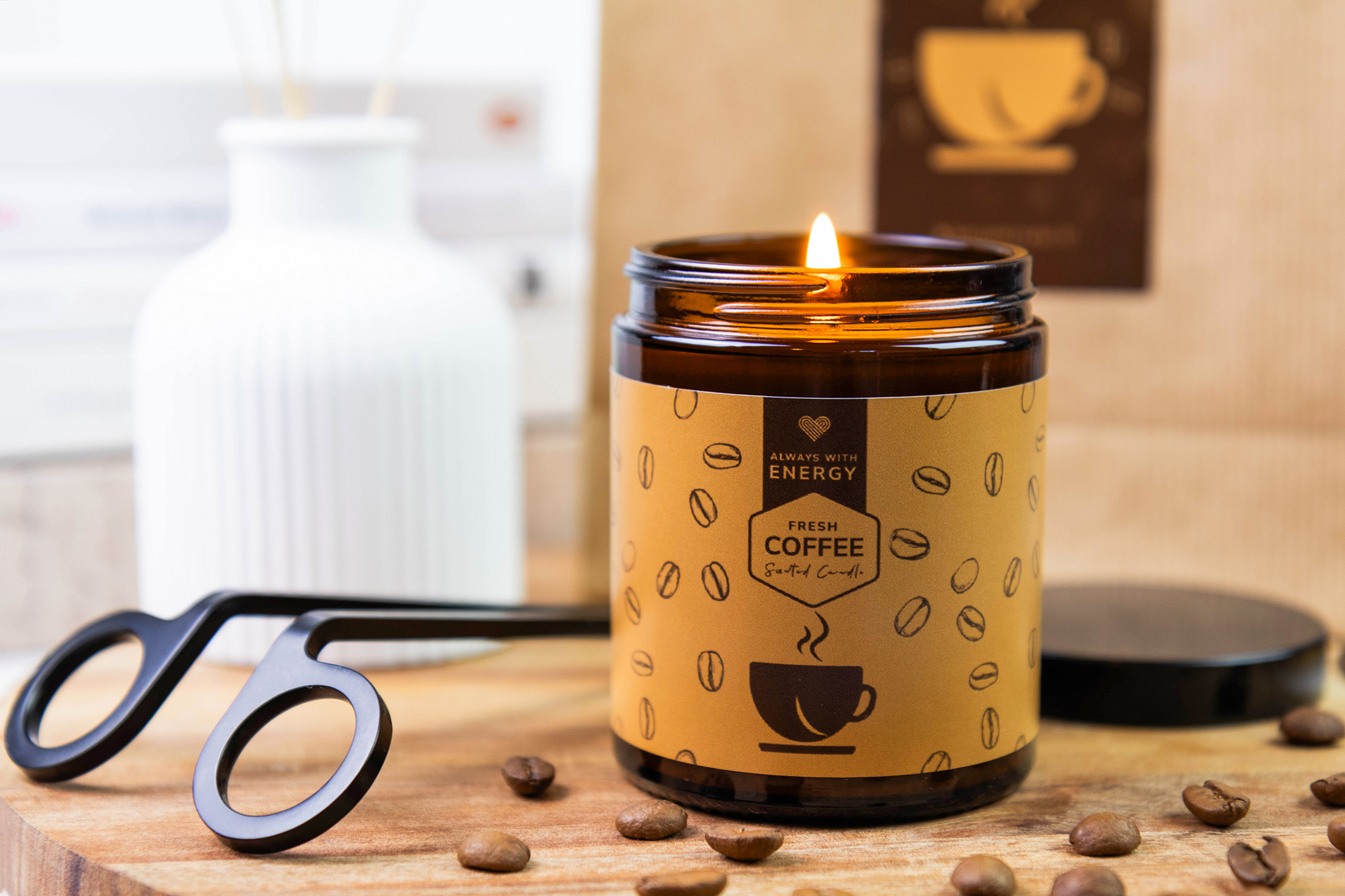 Coffee Scented Soy Wax Candle - Image 4