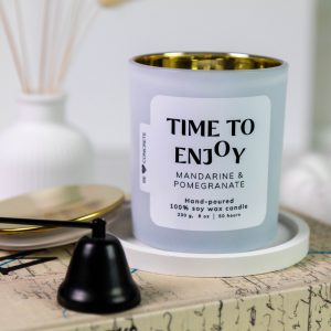 Mandarin and Pomegranate Scented Soy Wax Candle - Time to Enjoy